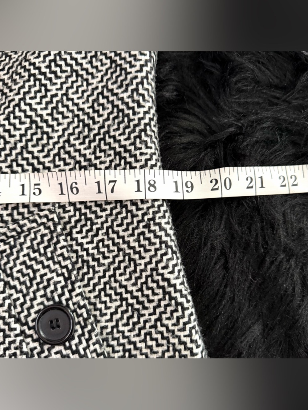 Tulle Navy and White Patterned Pea Coat - Picture 13 of 14